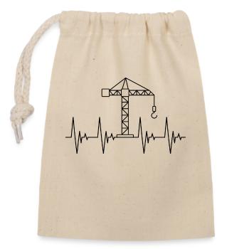 Crane black heartbeat construction vehicles - Closable cotton gift bag (14x20cm) - nature - Front