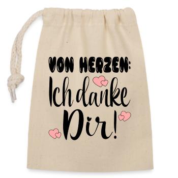 Dankeschön Von Herzen - Danke sagen Sprüche - Verschließbarer Geschenkbeutel aus Baumwolle (14x20cm) - Natur - Vorne