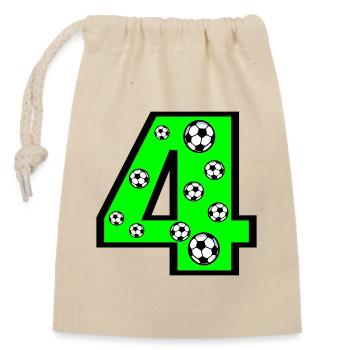 4th Birthday Four-Year-Old - Football - Number 4 FOUR - Closable cotton gift bag (14x20cm) - nature - Front