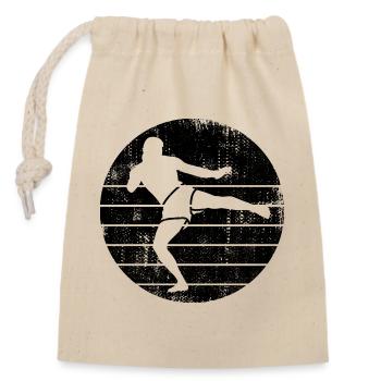 Funny kickboxer - Closable cotton gift bag (14x20cm) - nature - Front