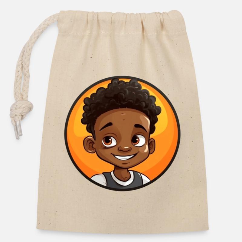 Afro Schwarz Kind Junge Mädchen Empowerment Mädche - Verschließbarer Geschenkbeutel aus Baumwolle (14x20cm) - Natur