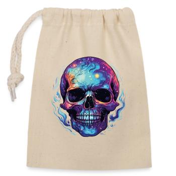 Cosmic Neon Skull - Closable cotton gift bag (14x20cm) - nature - Front