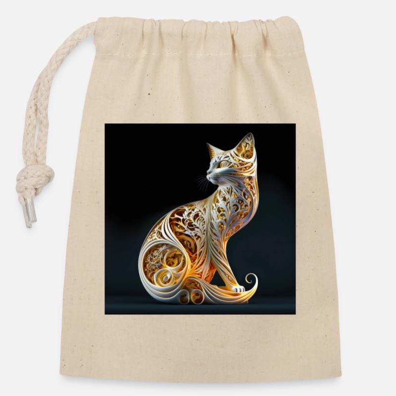 Cat 01 - Sac cadeau en coton avec cordon (14 x 20 cm) - nature