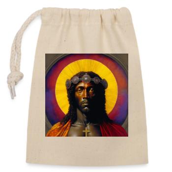 Jésus noir 01 - Sac cadeau en coton avec cordon (14 x 20 cm) - nature - Devant