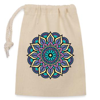 Mandala - Vert Bleu Jaune Rose Mandala indien - Sac cadeau en coton avec cordon (14 x 20 cm) - nature - Devant