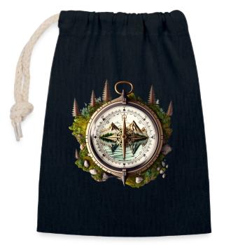 Chemin vers la nature - Sac cadeau en coton avec cordon (14 x 20 cm) - bleu marine - Devant