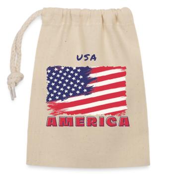 USA America. - Sac cadeau en coton avec cordon (14 x 20 cm) - nature - Devant
