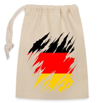 Deutschland Flagge Deutsche Fahne Used Look Heimat - Verschließbarer Geschenkbeutel aus Baumwolle (14x20cm) - Natur - Vorne