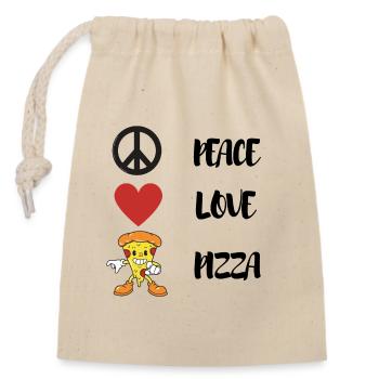 Peace, Love, pizza, mignon, amateur de pizza ! - Sac cadeau en coton avec cordon (14 x 20 cm) - nature - Devant