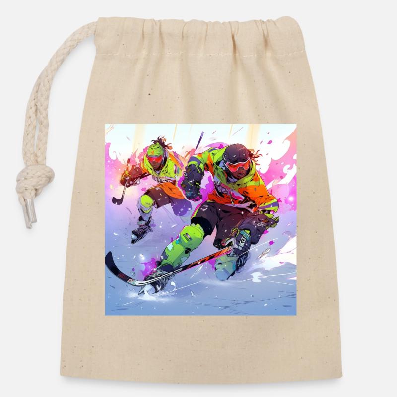 Hockey Stricker - Closable cotton gift bag (14x20cm) - nature