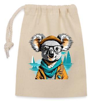 Expedition koala by the sea - illustration - Closable cotton gift bag (14x20cm) - nature - Front