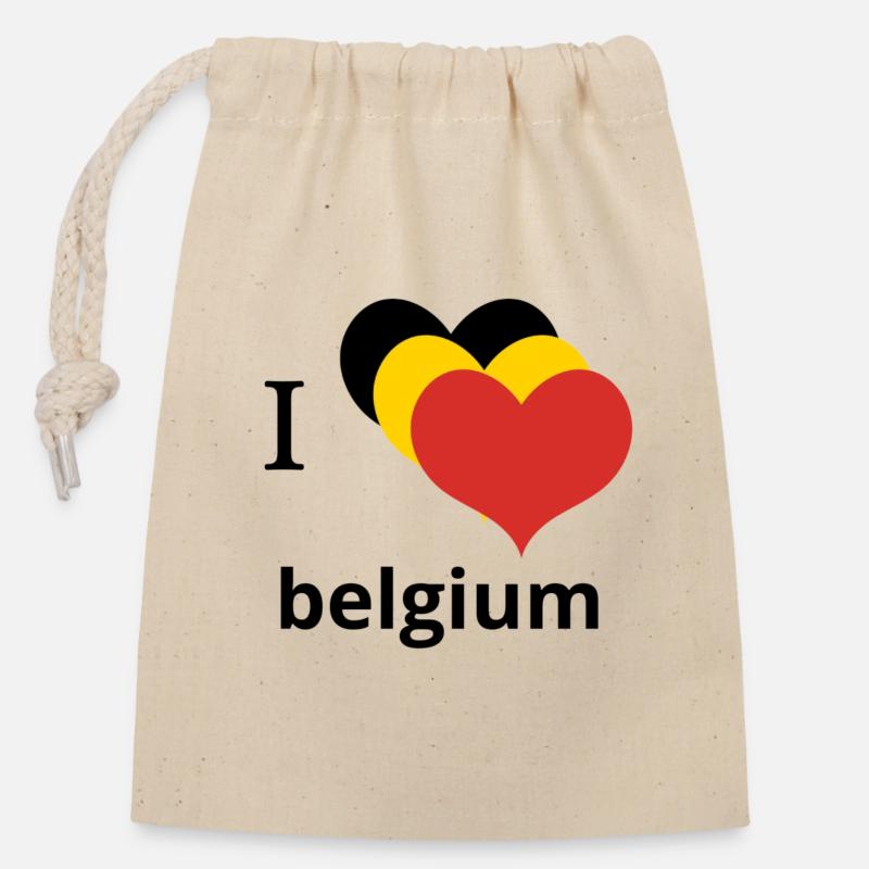 Ich liebe belgisches Typografie-Design - Verschließbarer Geschenkbeutel aus Baumwolle (14x20cm) - Natur