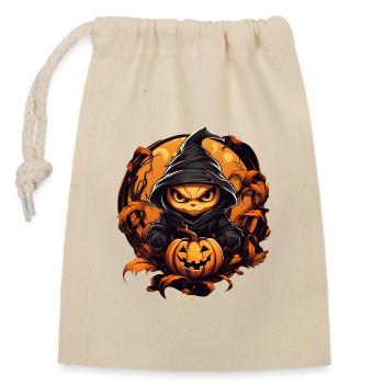 Kürbis Ninja - Verschließbarer Geschenkbeutel aus Baumwolle (14x20cm) - Natur - Vorne