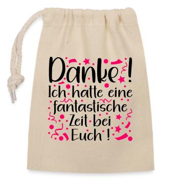 ABSCHIED TEAM LETZTER TAG DANKESCHÖN FANTASTISCH - Verschließbarer Geschenkbeutel aus Baumwolle (14x20cm) - Natur - Vorne