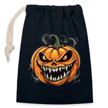 Creepy pumpkin with an evil grin - Closable cotton gift bag (14x20cm) - navy - Front