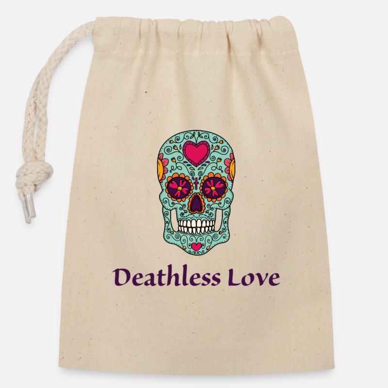 Immortal Love - Closable cotton gift bag (14x20cm) - nature
