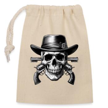 Western Skull with Hat and Guns Design - Closable cotton gift bag (14x20cm) - nature - Front