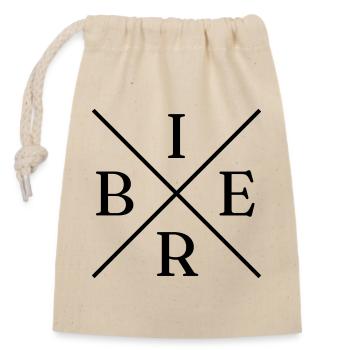 Bier Cross Logo - Verschließbarer Geschenkbeutel aus Baumwolle (14x20cm) - Natur - Vorne