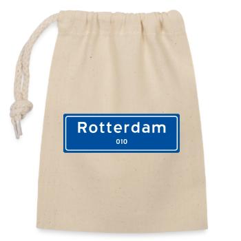 Rotterdam 010 signe de nom de lieu - Sac cadeau en coton avec cordon (14 x 20 cm) - nature - Devant