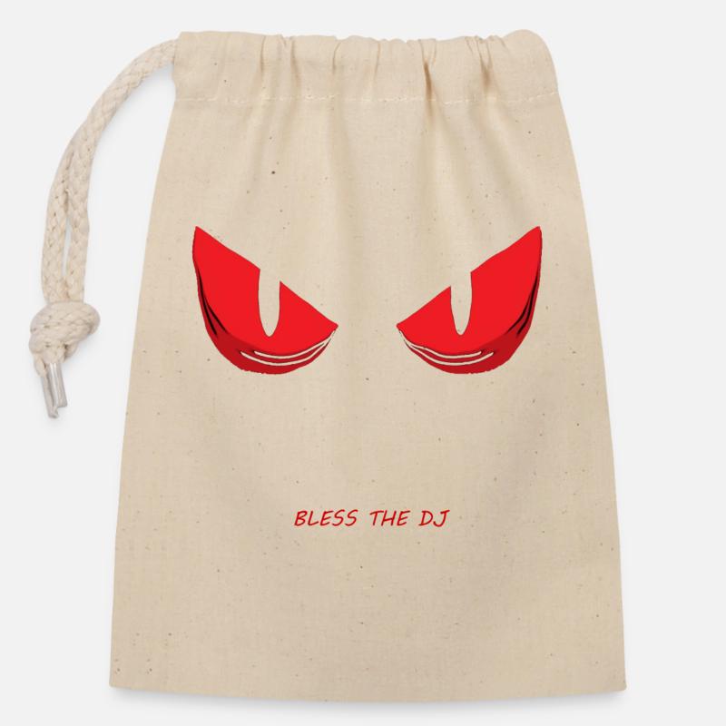 EYES - Closable cotton gift bag (14x20cm) - nature