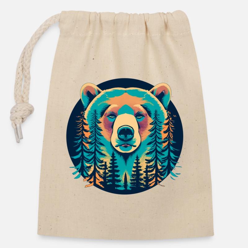 Grizzly - Verschließbarer Geschenkbeutel aus Baumwolle (14x20cm) - Natur