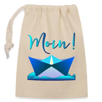 PAPIER BOOTFAHREN - MOIN BEGRÜßUNG NORDDEUTSCHLAND - Verschließbarer Geschenkbeutel aus Baumwolle (14x20cm) - Natur - Vorne