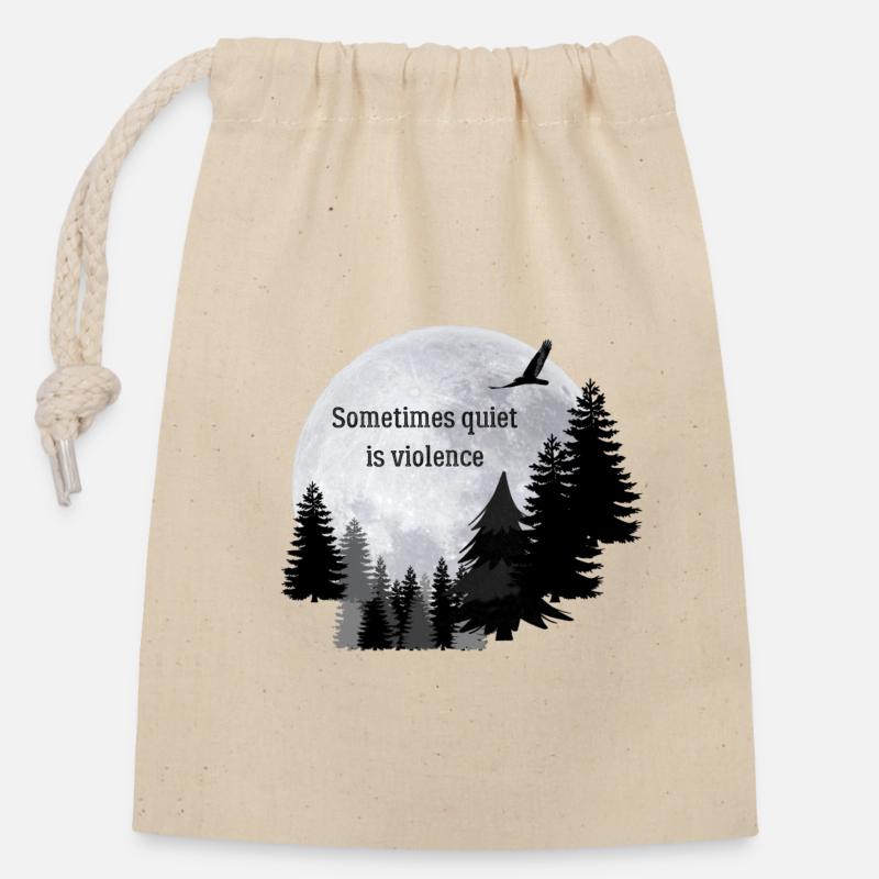 Moon. Sometimes quiet is violent - Closable cotton gift bag (14x20cm) - nature