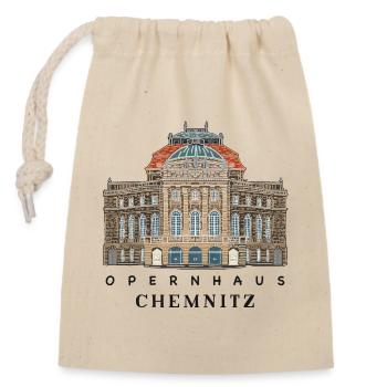 Opéra de Chemnitz, Allemagne Dessin - Sac cadeau en coton avec cordon (14 x 20 cm) - nature - Devant