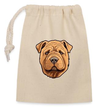 Chinois Shar Pei chien race Cartoon Kawaii Illustra - Sac cadeau en coton avec cordon (14 x 20 cm) - nature - Devant