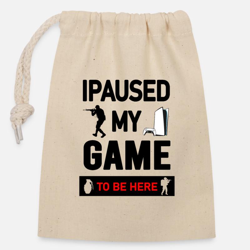 Conception graphique de console et de manette de jeu - Sac cadeau en coton avec cordon (14 x 20 cm) - nature