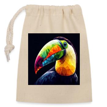 Toucan coloré Polygon Art - Sac cadeau en coton avec cordon (14 x 20 cm) - nature - Devant