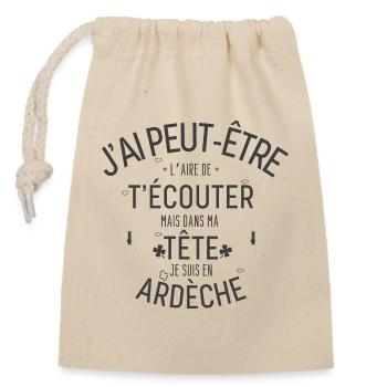 Dans ma Tête je suis En Ardèche - Sac cadeau en coton avec cordon (14 x 20 cm) - nature - Devant