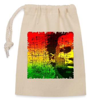 Abstrakes Digitales Reggaeporträt - Verschließbarer Geschenkbeutel aus Baumwolle (14x20cm) - Natur - Vorne