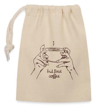 But first coffee - Verschließbarer Geschenkbeutel aus Baumwolle (14x20cm) - Natur - Vorne