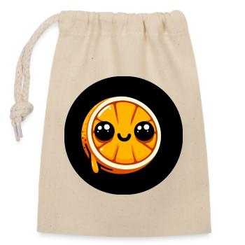 Bande dessinée orange avec des yeux - Sac cadeau en coton avec cordon (14 x 20 cm) - nature - Devant