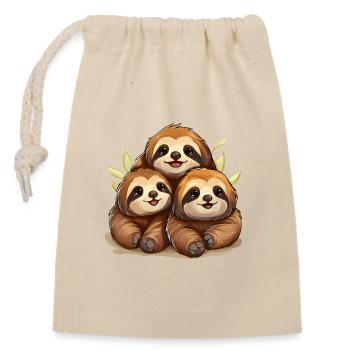 Escouade de paresseux - Sac cadeau en coton avec cordon (14 x 20 cm) - nature - Devant