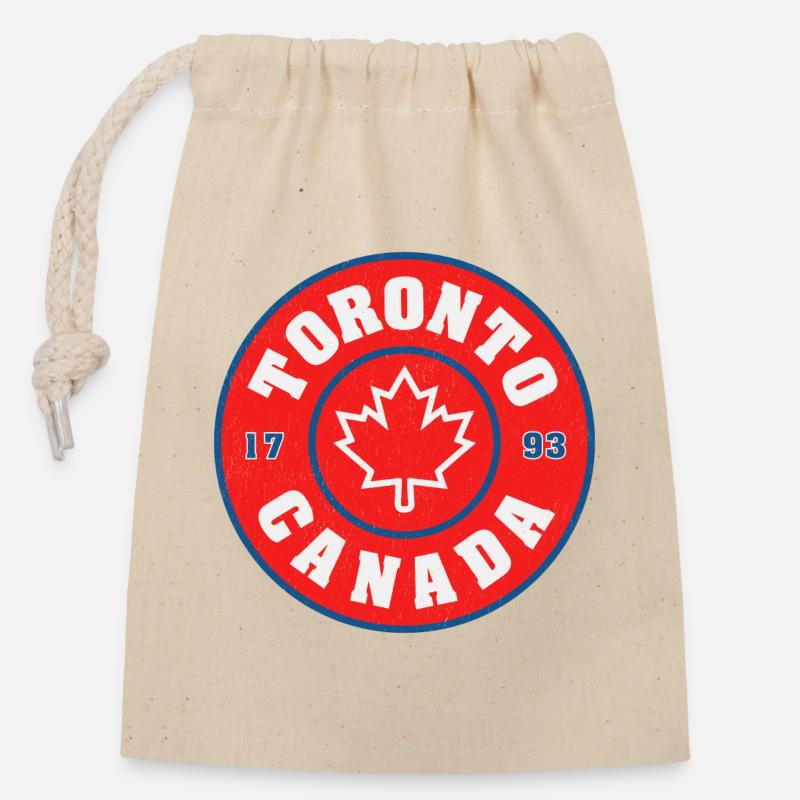 Emblème rond du Canada à Toronto : feuille d’érable - Sac cadeau en coton avec cordon (14 x 20 cm) - nature