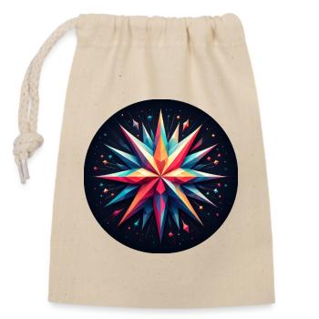 Étoile polygonale colorée - Sac cadeau en coton avec cordon (14 x 20 cm) - nature - Devant