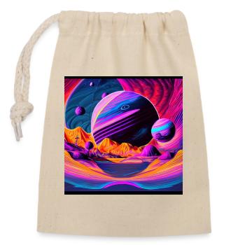 Fantaisie spatiale - Sac cadeau en coton avec cordon (14 x 20 cm) - nature - Devant