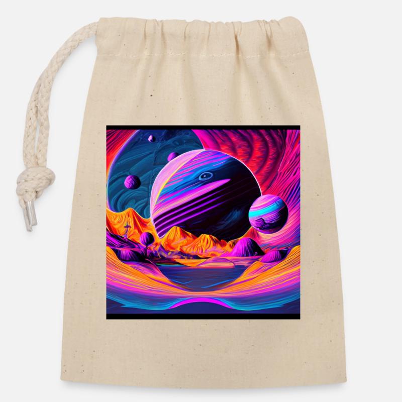 Space fantasy - Closable cotton gift bag (14x20cm) - nature