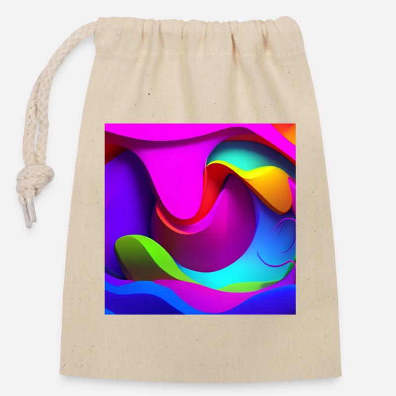 Neonfarben-Wirbel Abstraktes Farbspiel - Verschließbarer Geschenkbeutel aus Baumwolle (14x20cm) - Natur