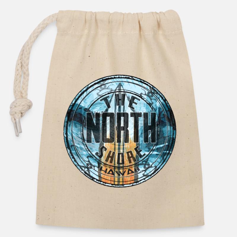 Northshore Hawaii - Closable cotton gift bag (14x20cm) - nature