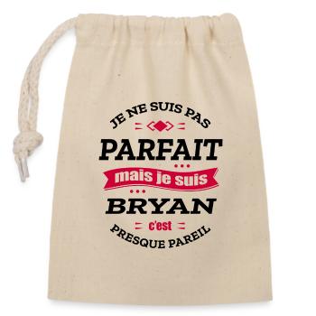 BRYAN PARFAIT - PRENOM BRYAN - Sac cadeau en coton avec cordon (14 x 20 cm) - nature - Devant