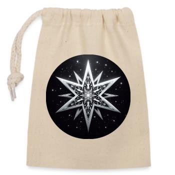 Étoile blanc gris pliage Art - Sac cadeau en coton avec cordon (14 x 20 cm) - nature - Devant