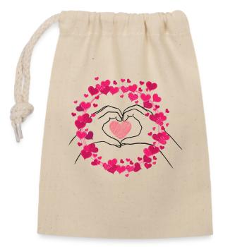 time to love - Sac cadeau en coton avec cordon (14 x 20 cm) - nature - Devant