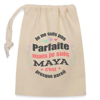 MAYA PARFAITE - PRENOM MAYA - Sac cadeau en coton avec cordon (14 x 20 cm) - nature - Devant