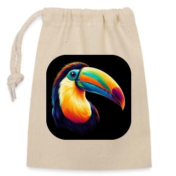 Toucan bec coloré photoréaliste - Sac cadeau en coton avec cordon (14 x 20 cm) - nature - Devant