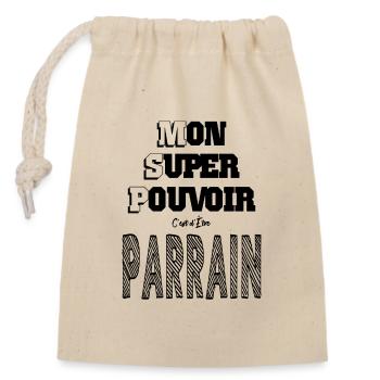 Mon Super Pouvoir Etre Parrain - Sac cadeau en coton avec cordon (14 x 20 cm) - nature - Devant