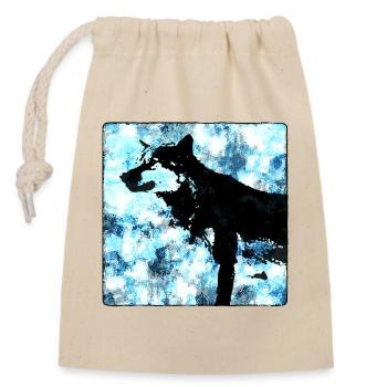 Silhouette de loup Aquarelles - Sac cadeau en coton avec cordon (14 x 20 cm) - nature - Devant