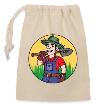 Farmer Job Work Earn Money Worker - Closable cotton gift bag (14x20cm) - nature - Front